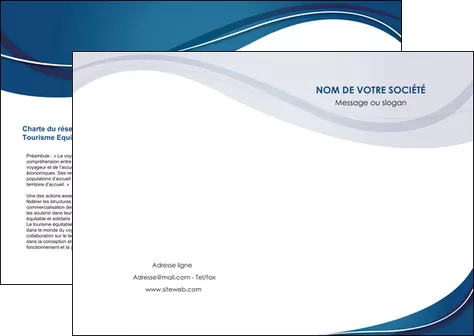 cree depliant 2 volets  4 pages  web design bleu fond bleu courbes MLGI74822