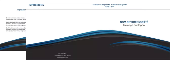 impression depliant 2 volets  4 pages  web design fond noir bleu abstrait MLGI75992