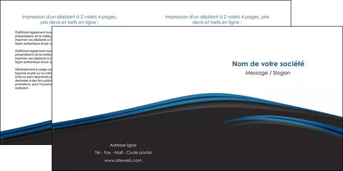 faire modele a imprimer depliant 2 volets  4 pages  web design fond noir bleu abstrait MLGI76004