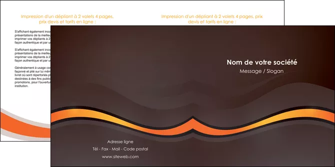 creer modele en ligne depliant 2 volets  4 pages  web design orange gris texture MLGI77210