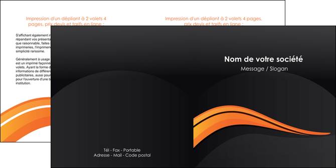 impression depliant 2 volets  4 pages  web design orange gris couleur froide MIDCH80432